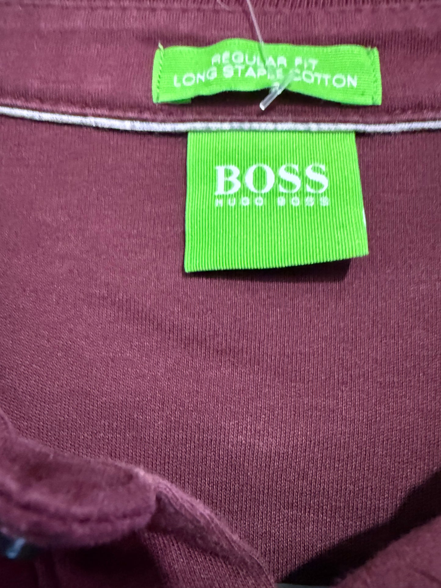 Hugo boss long sleeved polo shirt. Size Medium. Burgundy.