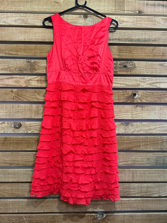 Vintage Y2K Monsoon ruffled evening dress. Red. Prom/ summer. UK10