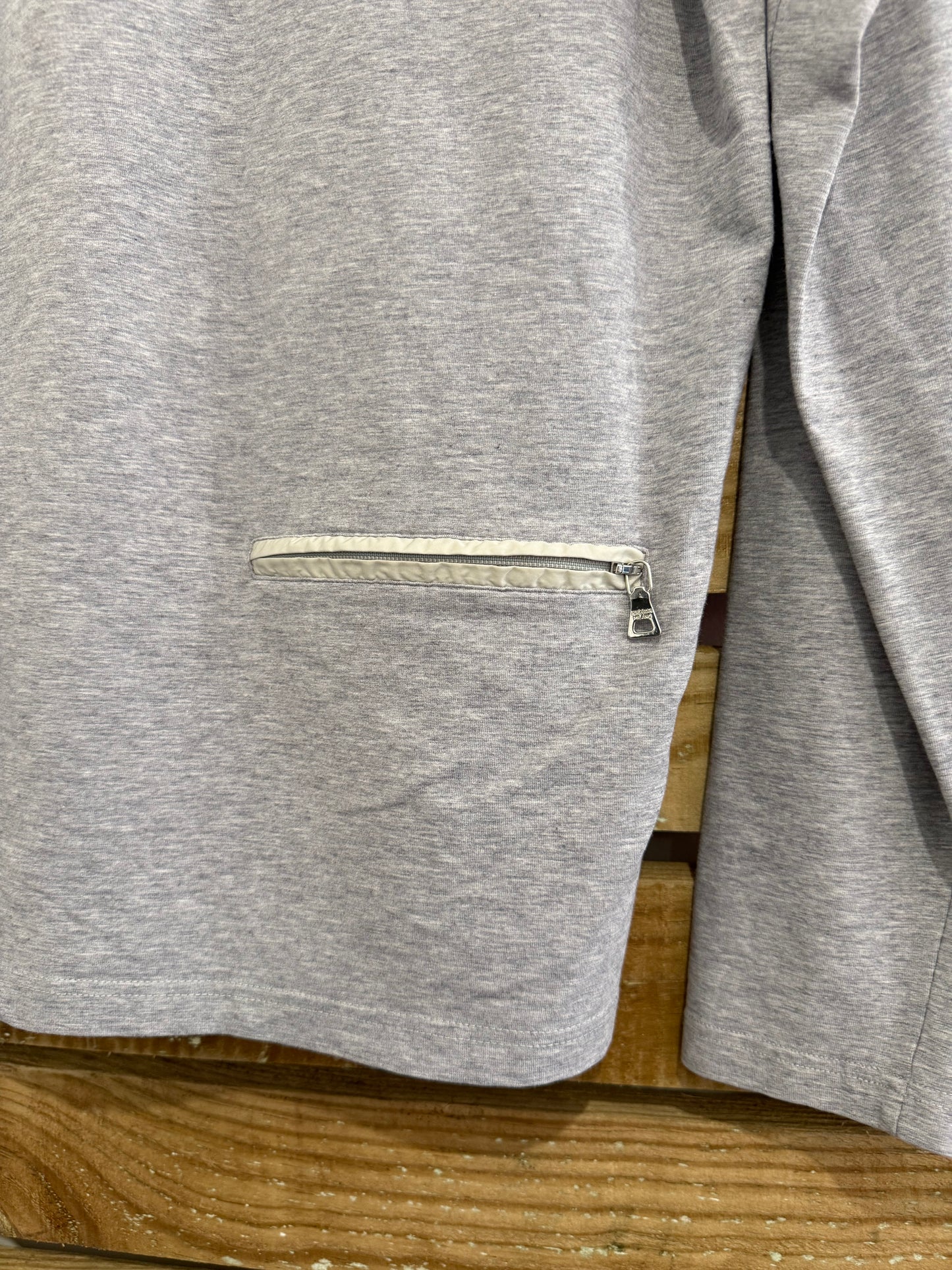 Vintage 90s Prada 1/4 zip top/ sweater. Grey. Size Medium.