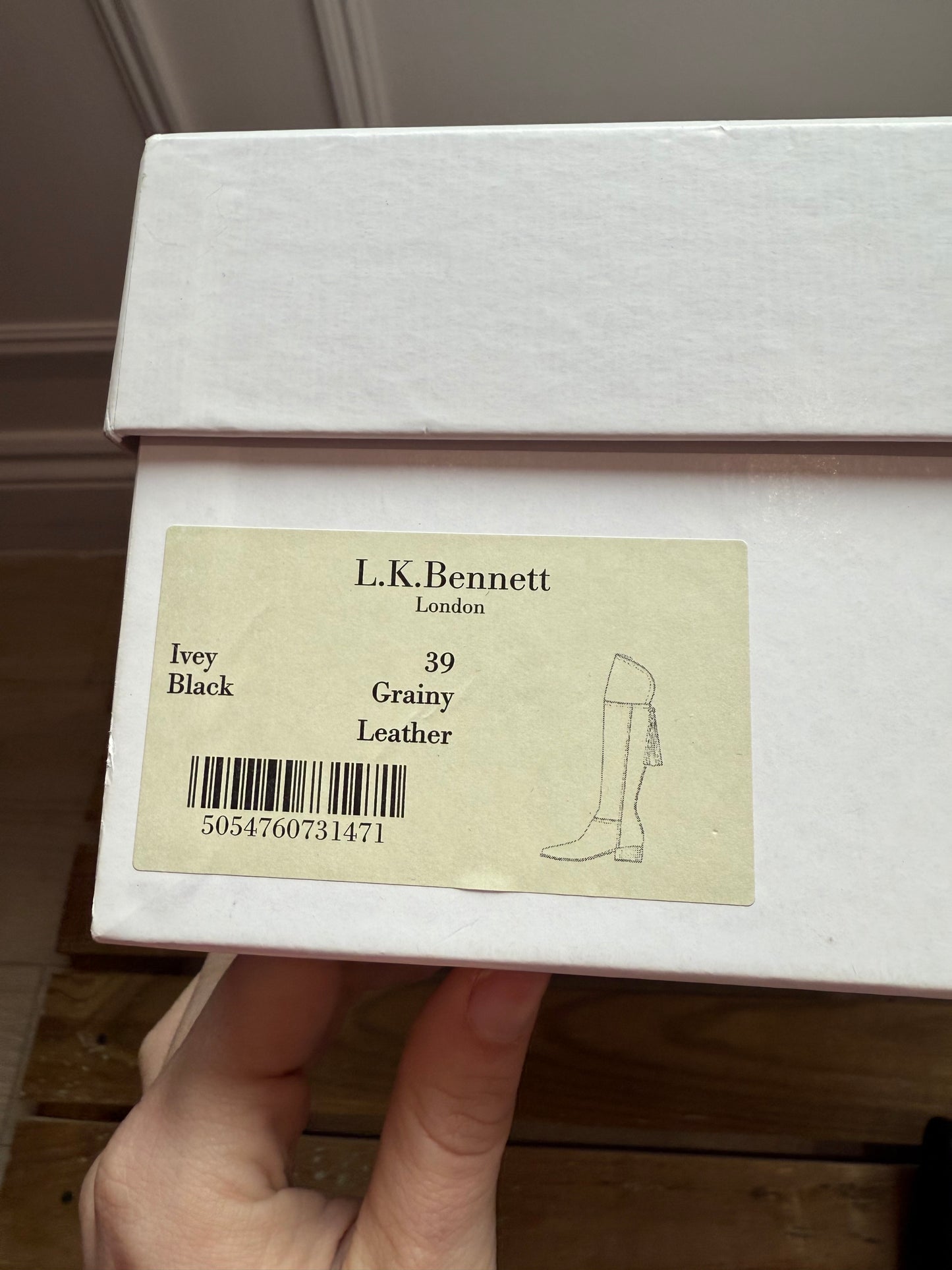 L.K.Bennett knee high fold over boots. Black leather. Size UK6 EU39. In box