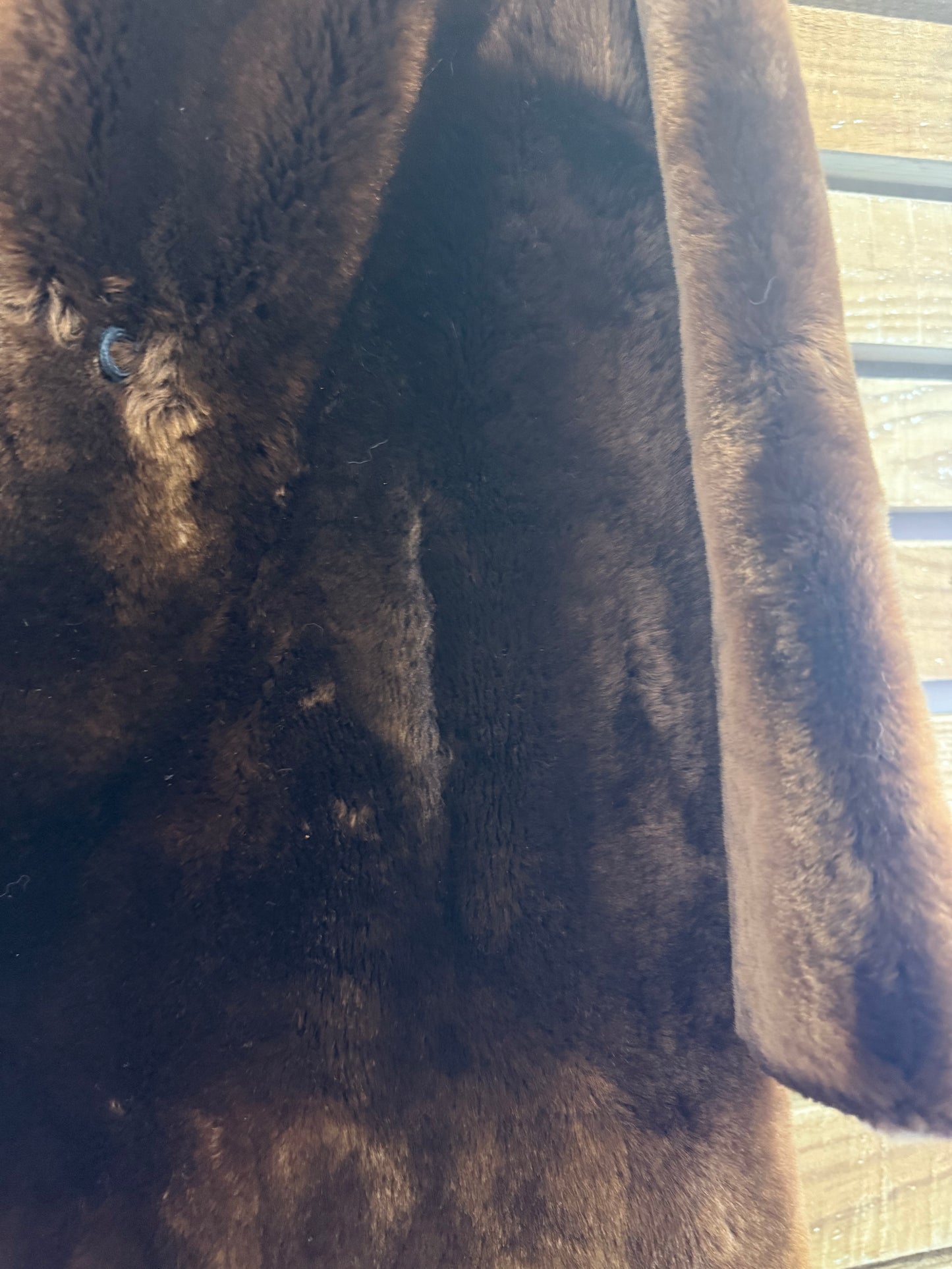 Vintage Pannofix Lambskin Fur Coat Brown. UK14. Teddy Bear