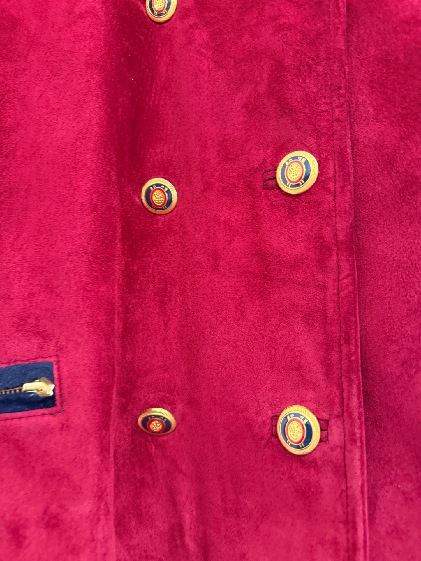 Vintage 80s suede leather Danier jacket. Gold buttons.Military/ Festival. Size Large.