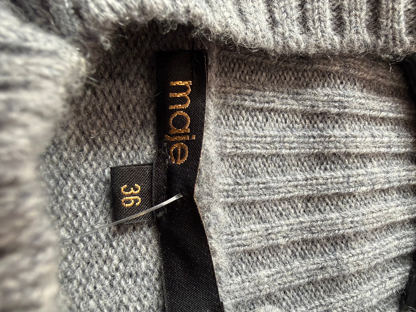 Maje Rachir Cashmere-Blend Turtleneck Midi Dress. Knitted jumper dress. Grey.