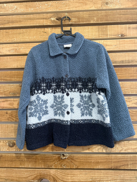 Vintage 90s patterned fleece. Ski/ hiking. Button up. Size medium.