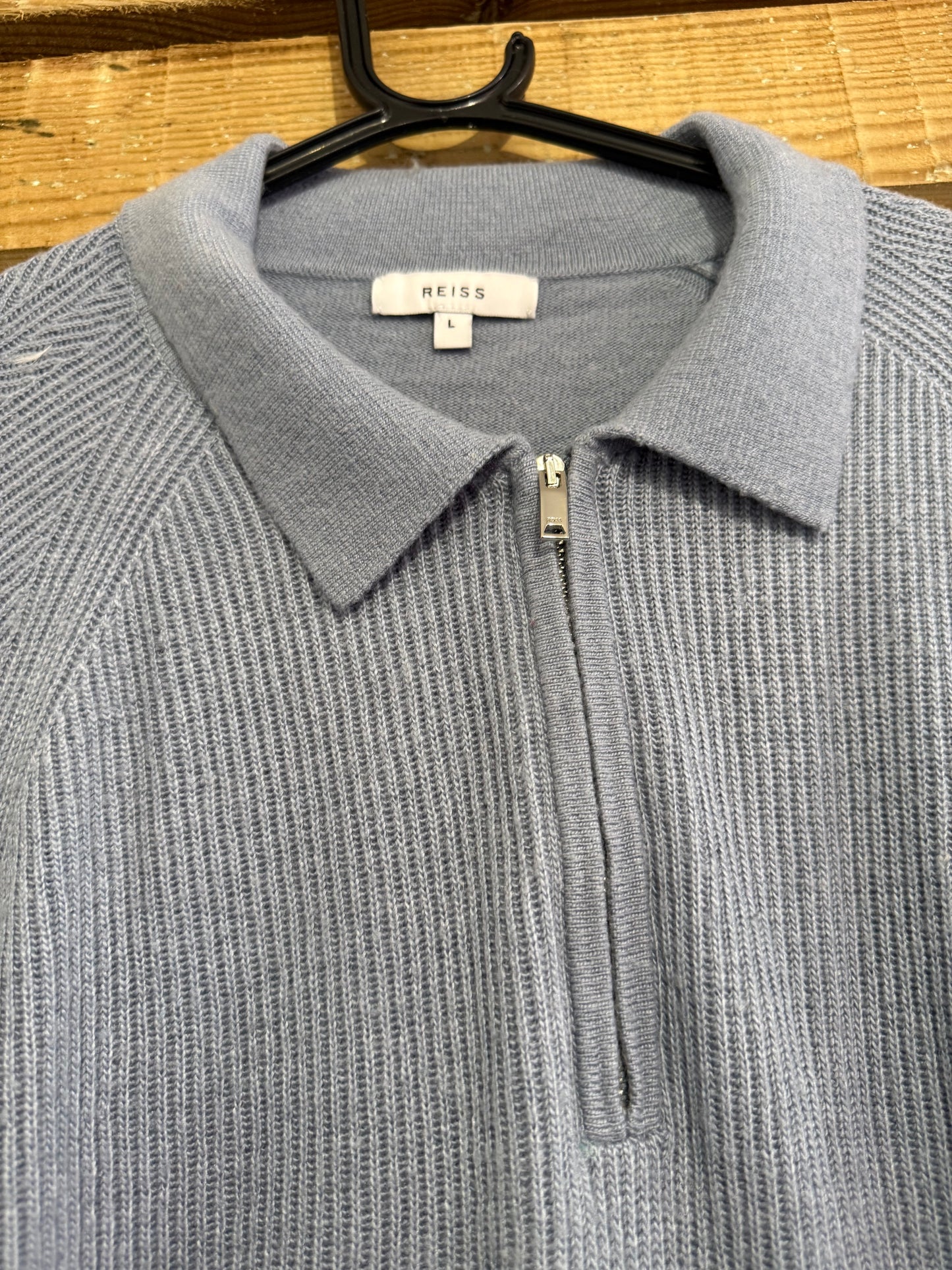 Reiss Aston 1/4 zip collared ribbed jumper/ sweater. Size Large.
