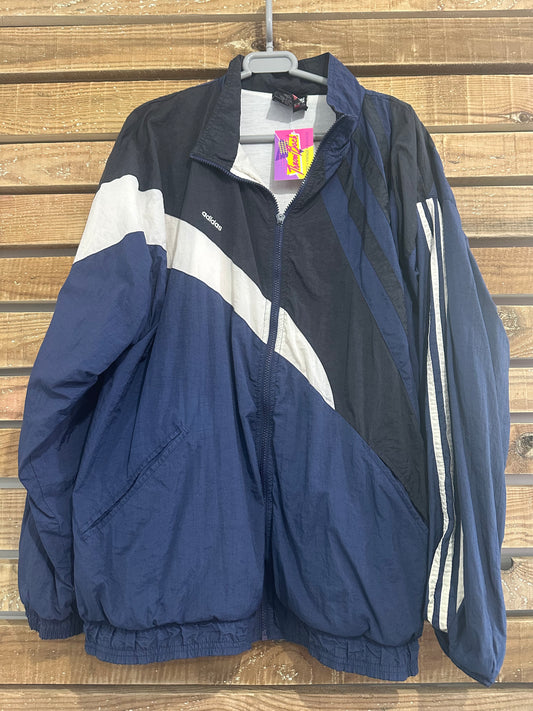 Vintage 80s Adidas zip up windbreaker/ shell jacket. Size XL. Festival.