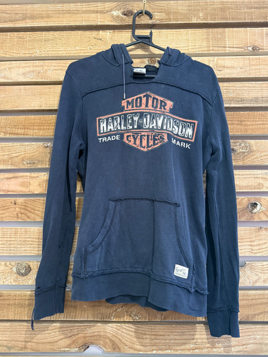 Vintage Y2K Harley-Davidson motorbike Spell-out hoodie. Hooded sweater. Black. Size Medium
