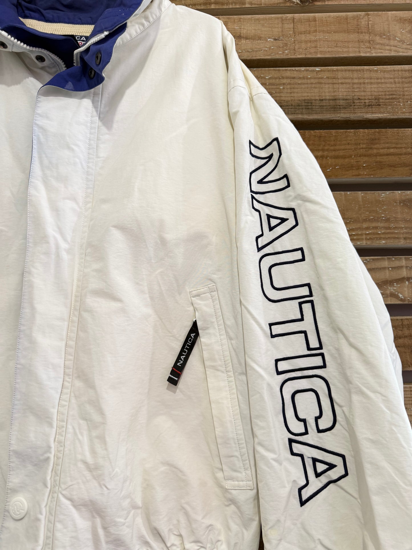 Vintage 90s Nautica spell-out Waterproof Outdoors Jacket/ Coat size Large.