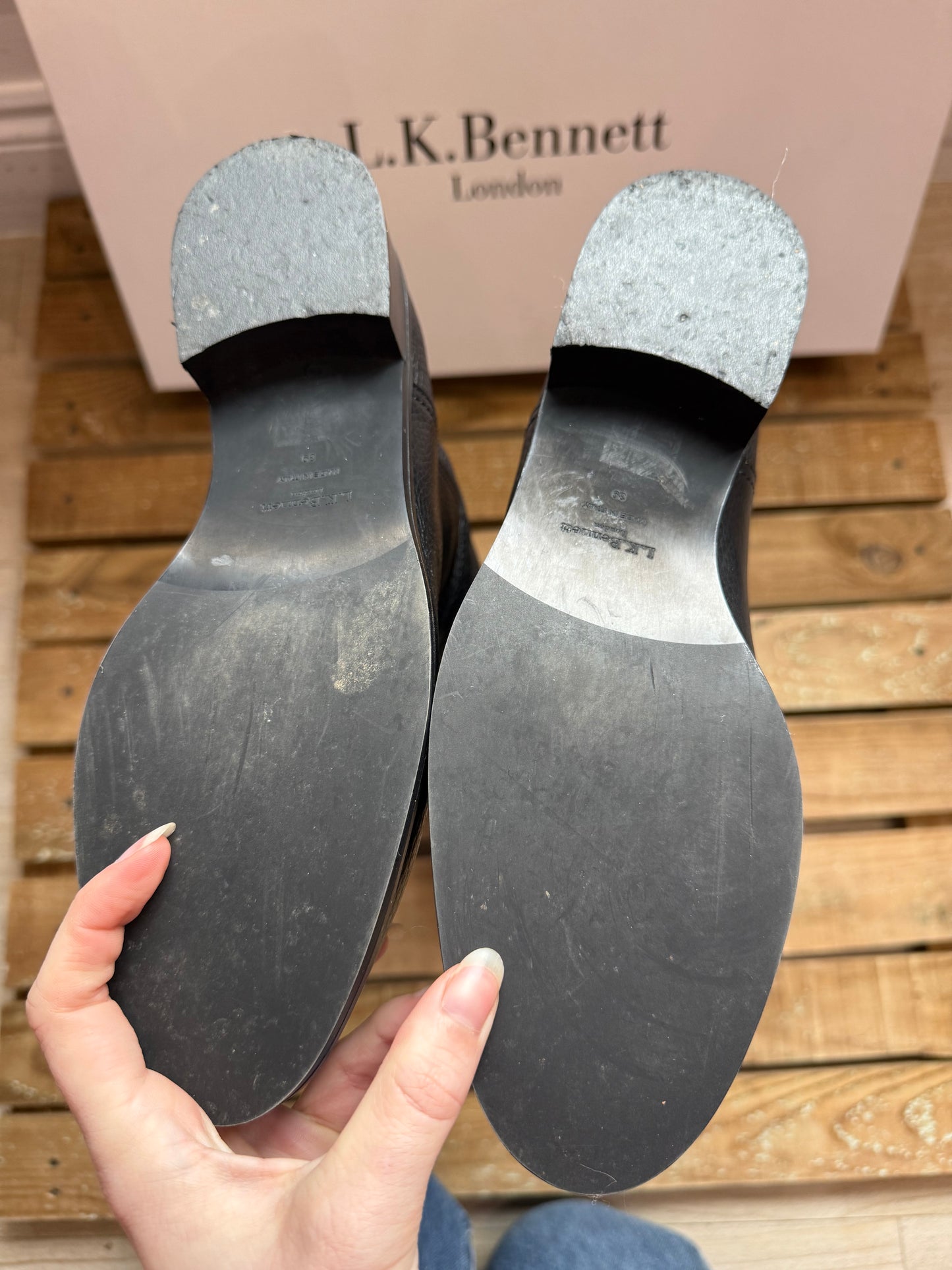 L.K.Bennett knee high fold over boots. Black leather. Size UK6 EU39. In box