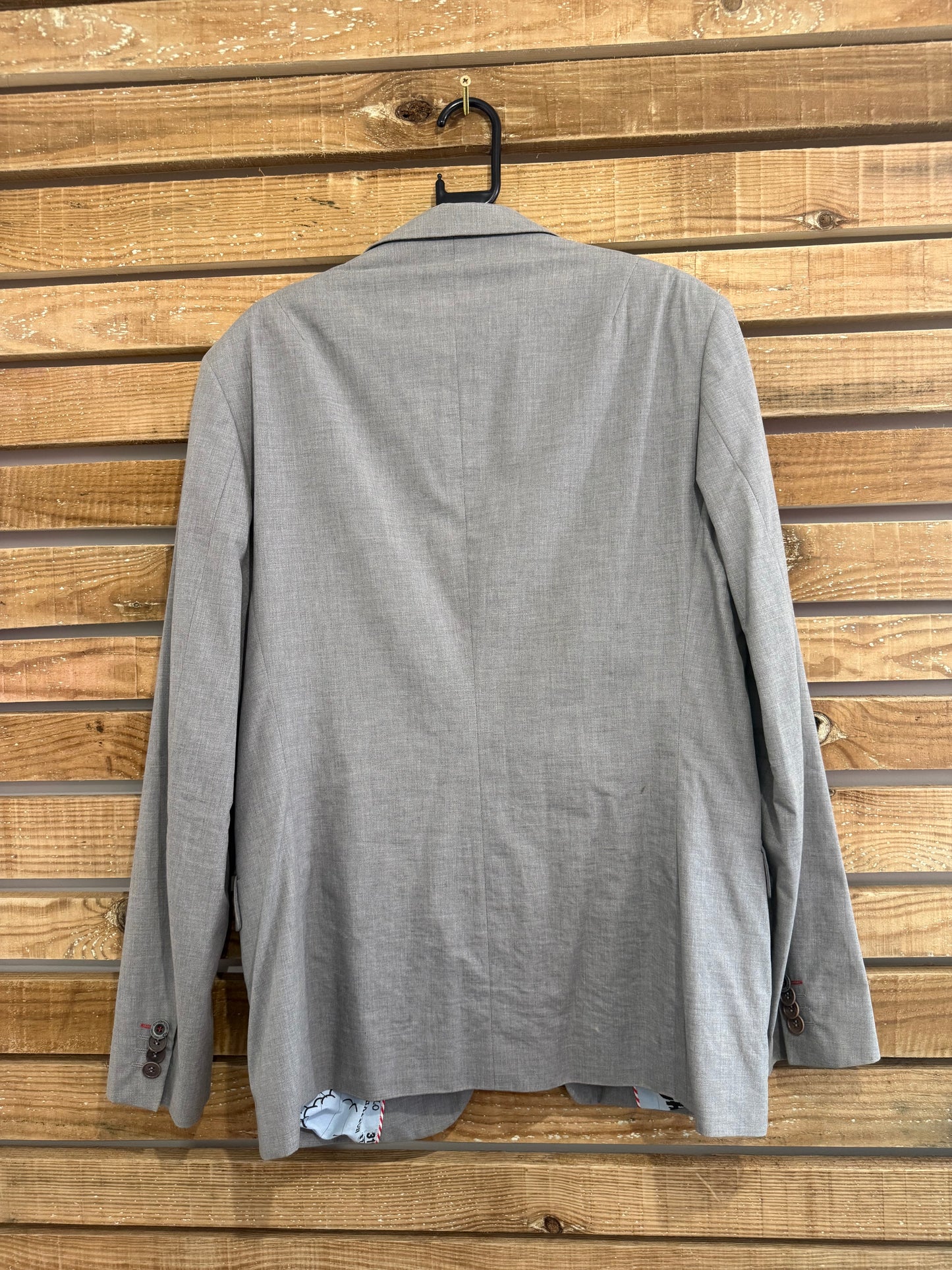 Vintage Y2K Energie cotton Blazer/Jacket. Grey. Magazine print. Size 40” chest, small.