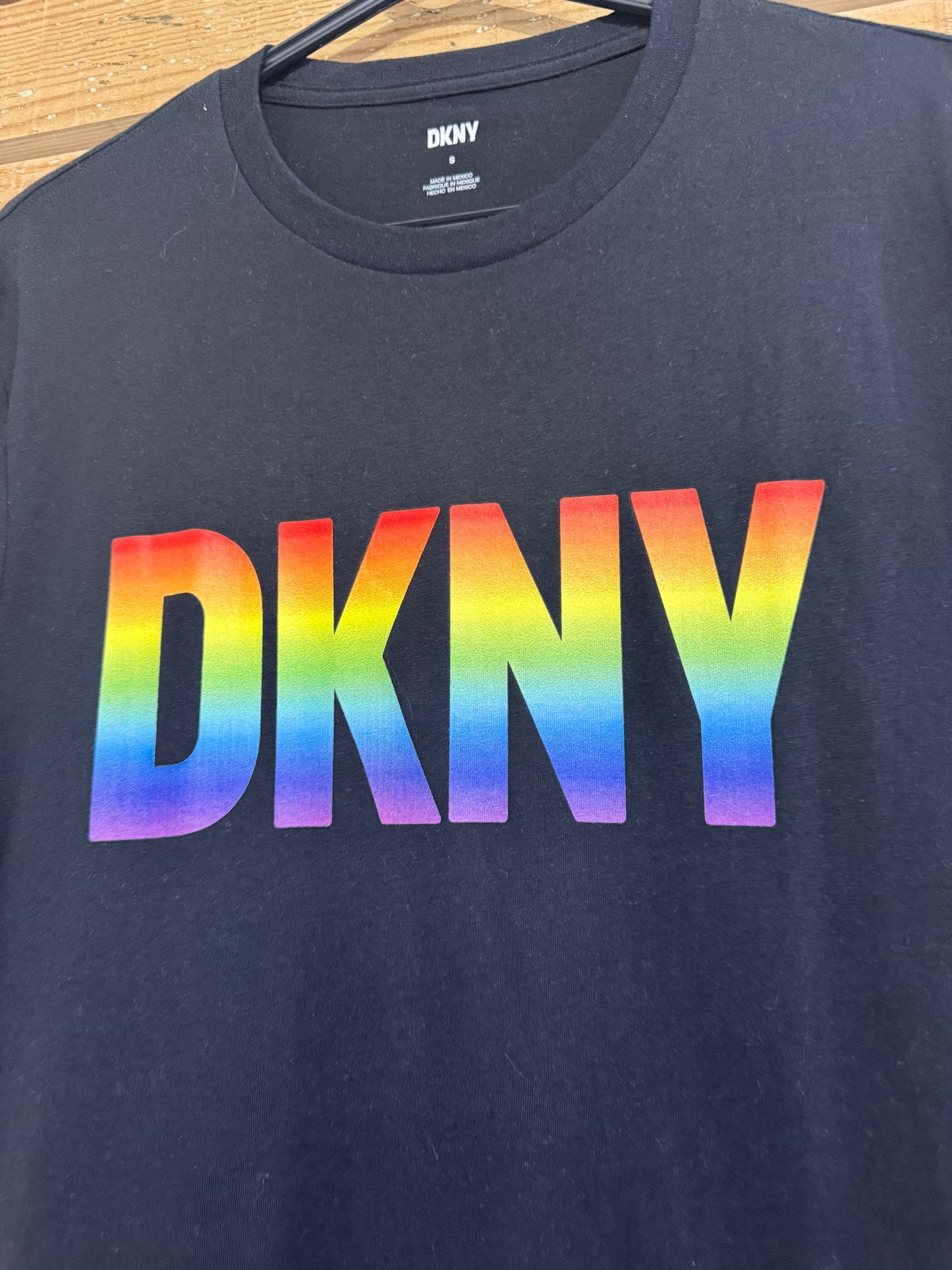 DKNY rainbow logo T-shirt. Pride. Black. Size Small.