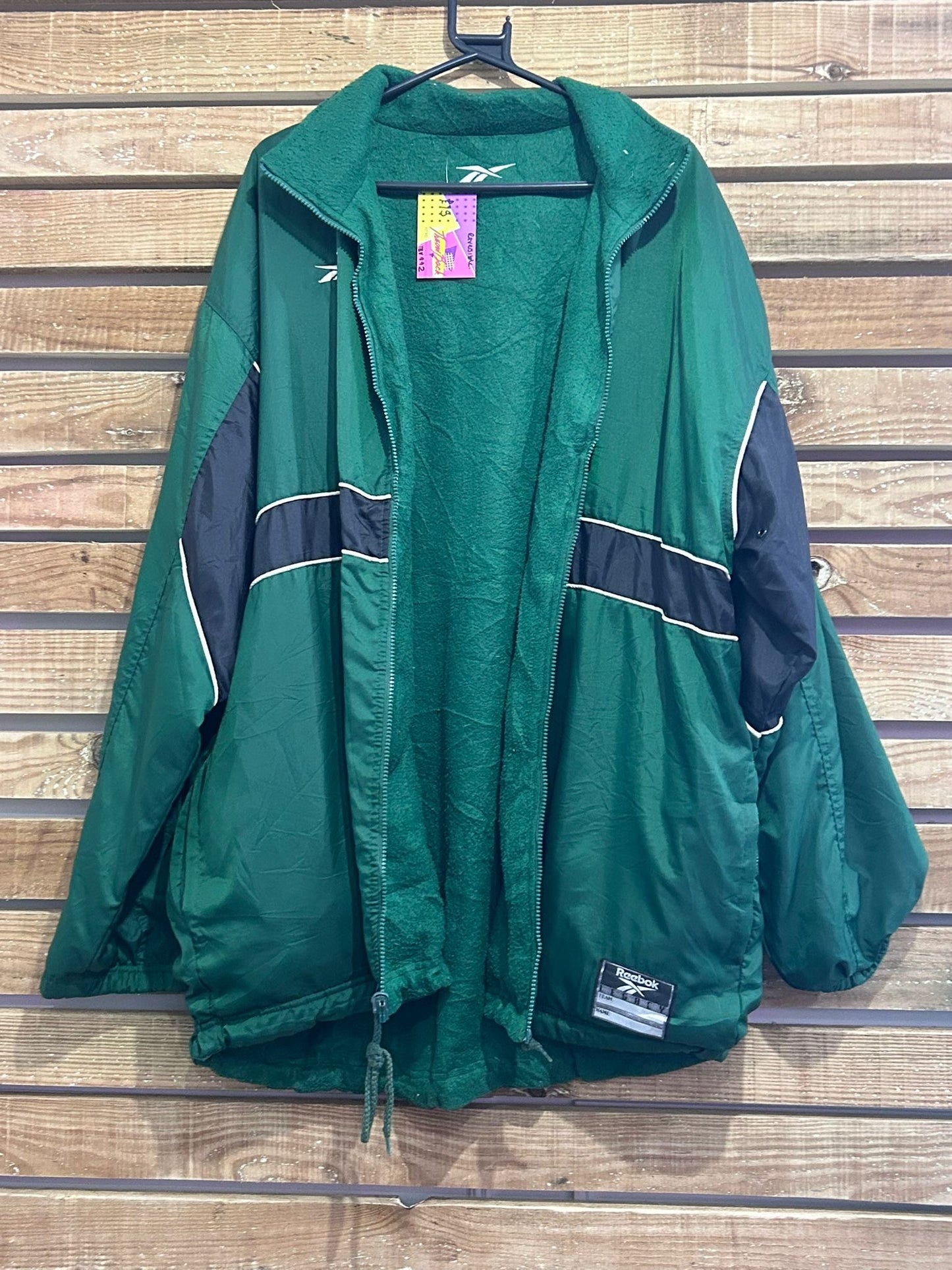 Vintage 90s Reebok Spell-out reversible coat/ jacket. Size XXL