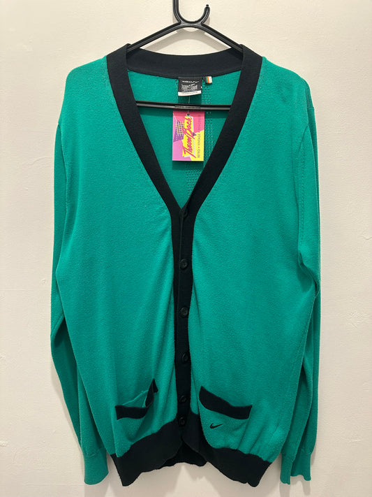 Vintage 90s Nike Golf knitted cardigan. Green & Black. Size Medium