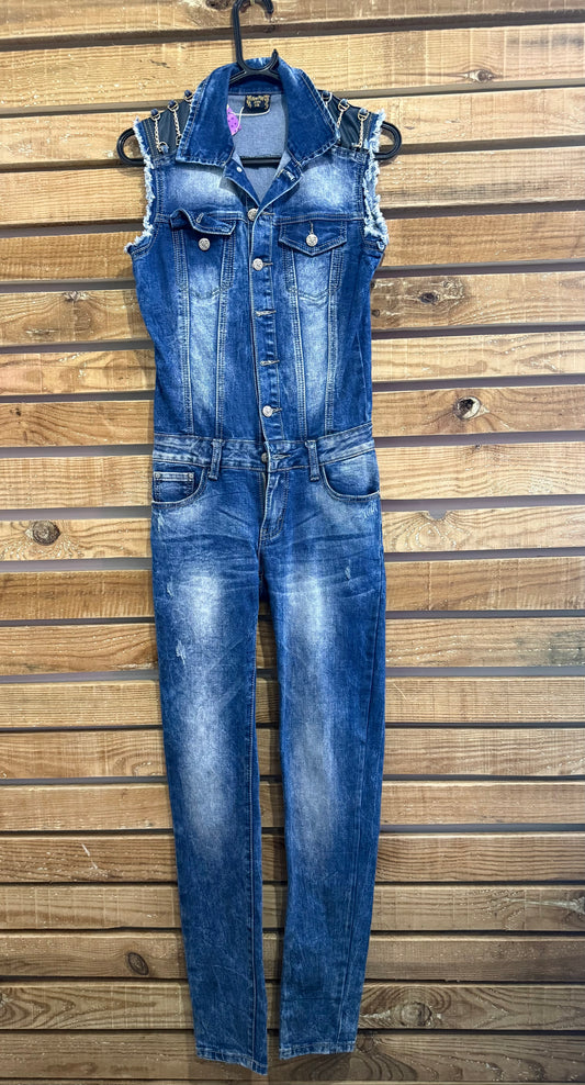 Vintage Y2K denim jumpsuit. Size 8.