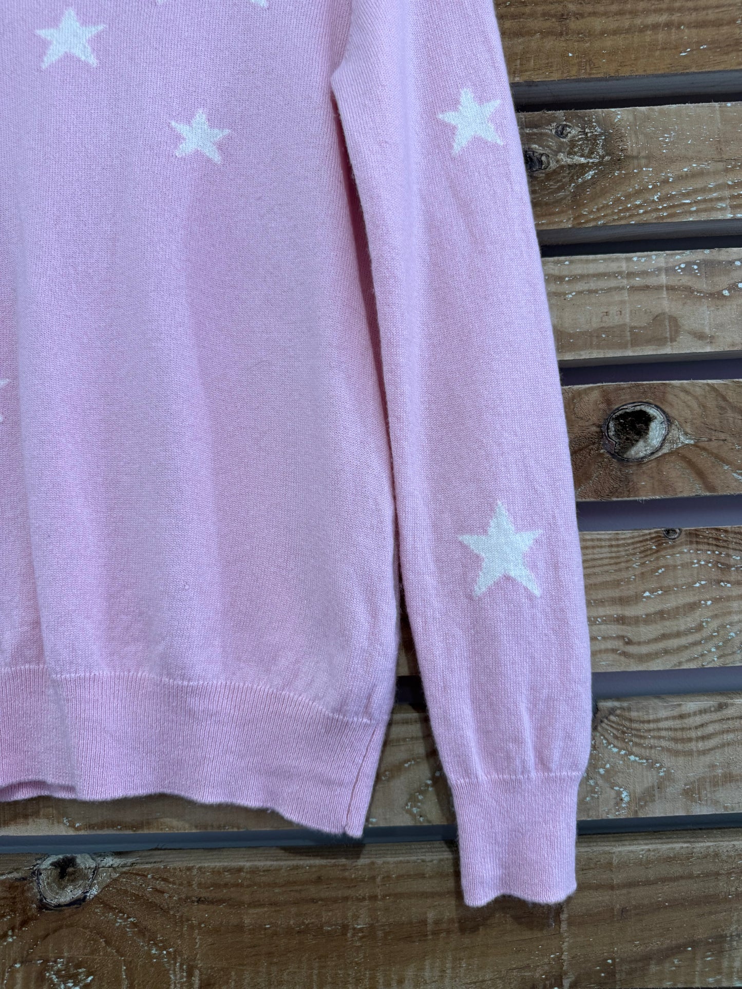 Hobbs star print wool & cashmere jumper/ sweater. Pink. Size Small.