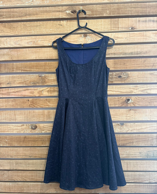 Vintage 50s style denim swing dress. Rockabilly. Size UK8.