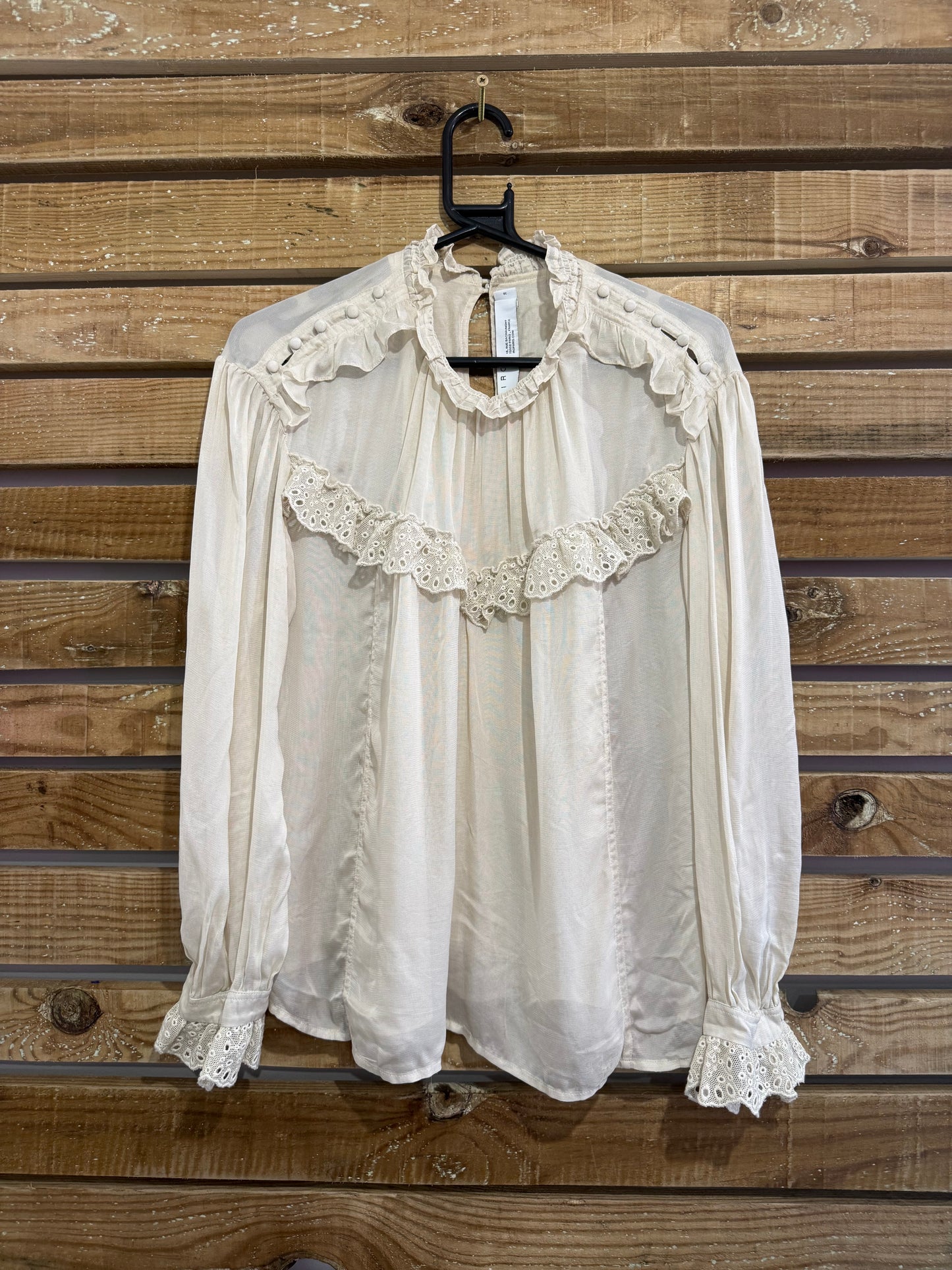 Vintage style Iro embroidered hungarian peasant blouse. Cream. Size EU38. Free sizing.