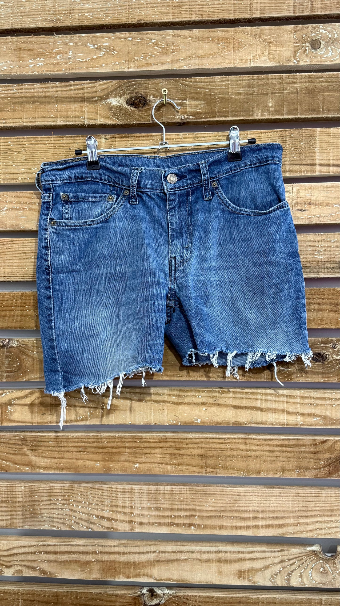 Vintage 90s Levi’s 511 Cut Off Denim Shorts. 31” waist, UK10-12”