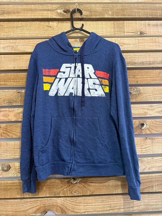 Vintage Y2K Star Wars logo hoodie. Hooded sweater. Navy. Size Medium.