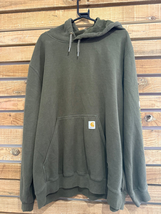 Vintage 90s Carhartt hoodie/ hooded sweater. Green. Size XLarge. Workwear.