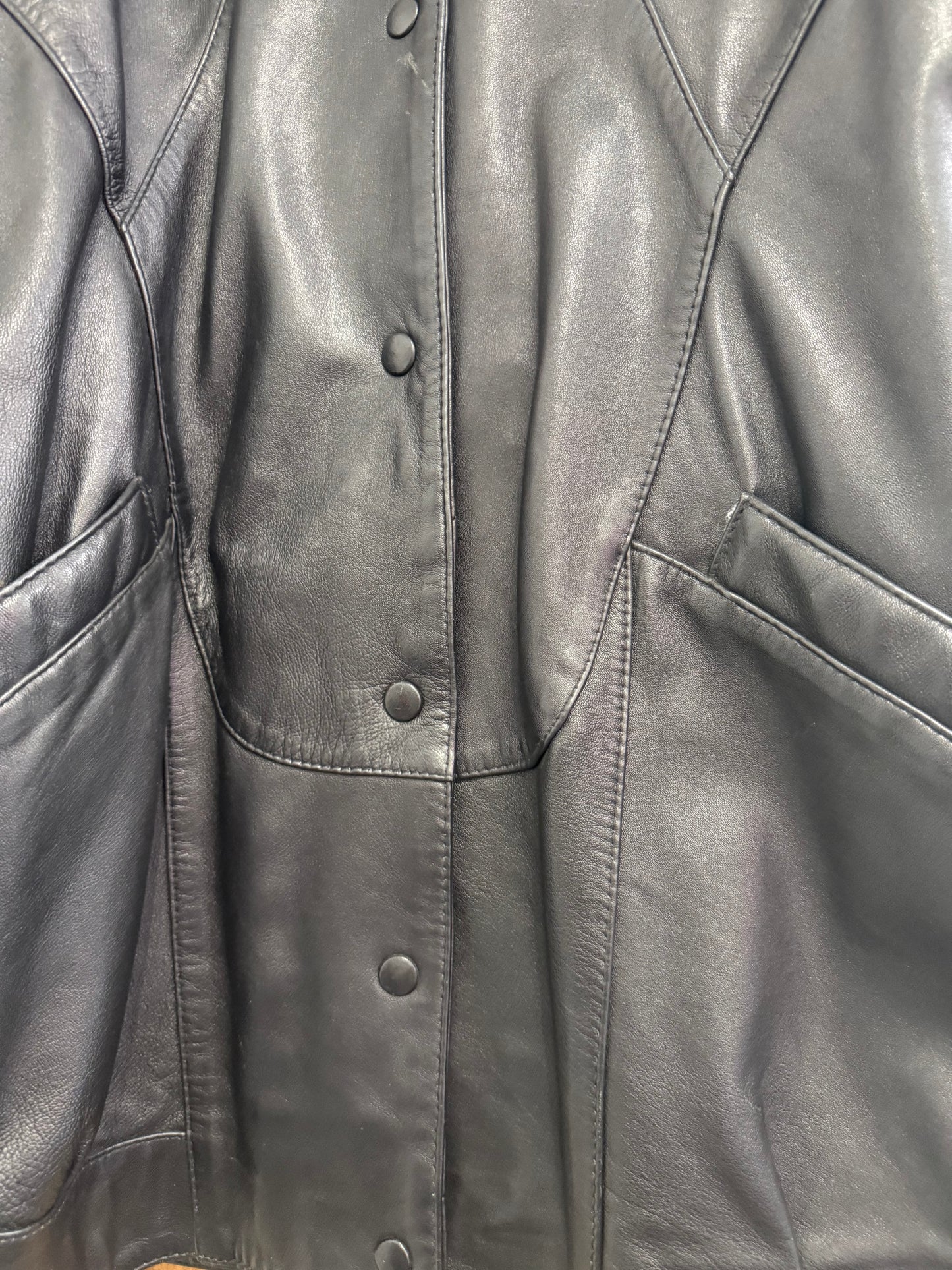 Vintage 80s leather embellished  bomber jacket. Black. Size Small.