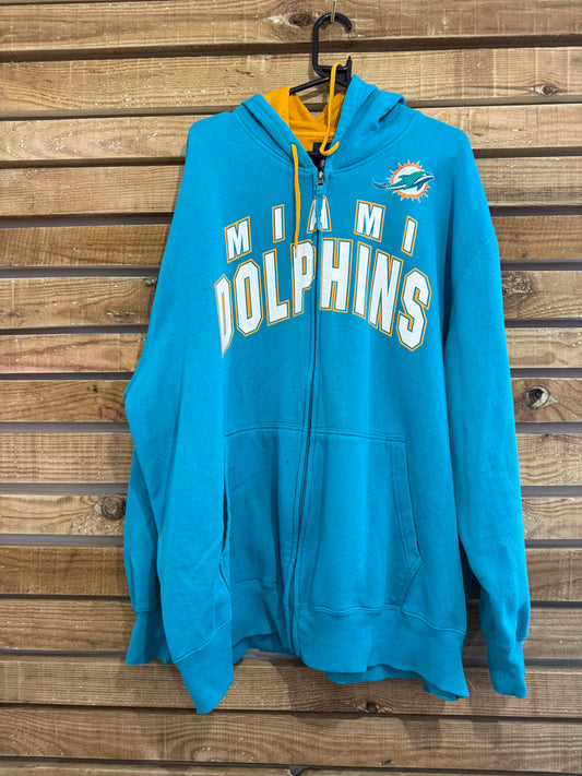 Vintage 90s NFL Miami Dolphins hoodie/ hooded sweater. Blue. Size XXXL.