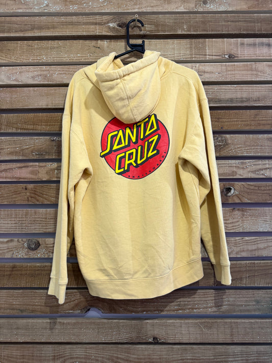 Vintage Y2K Santa Cruz Skateboard hoodie/ hooded sweater. Yellow. Size Large.