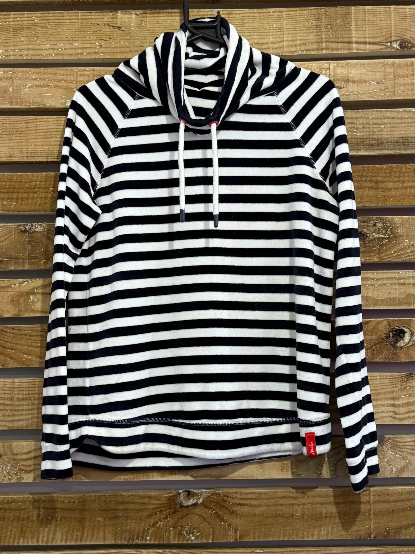 Joules velour striped funnel neck jumper/ top. Size UK10