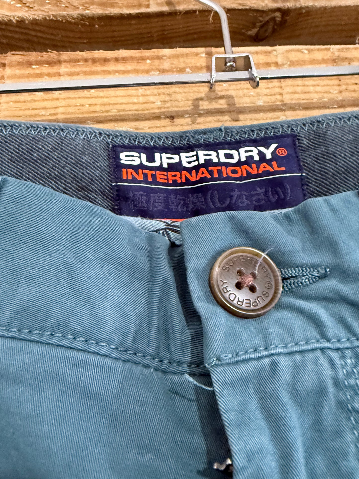 Superdry chino shorts. Summer. Blue. Size small. Waist 36”