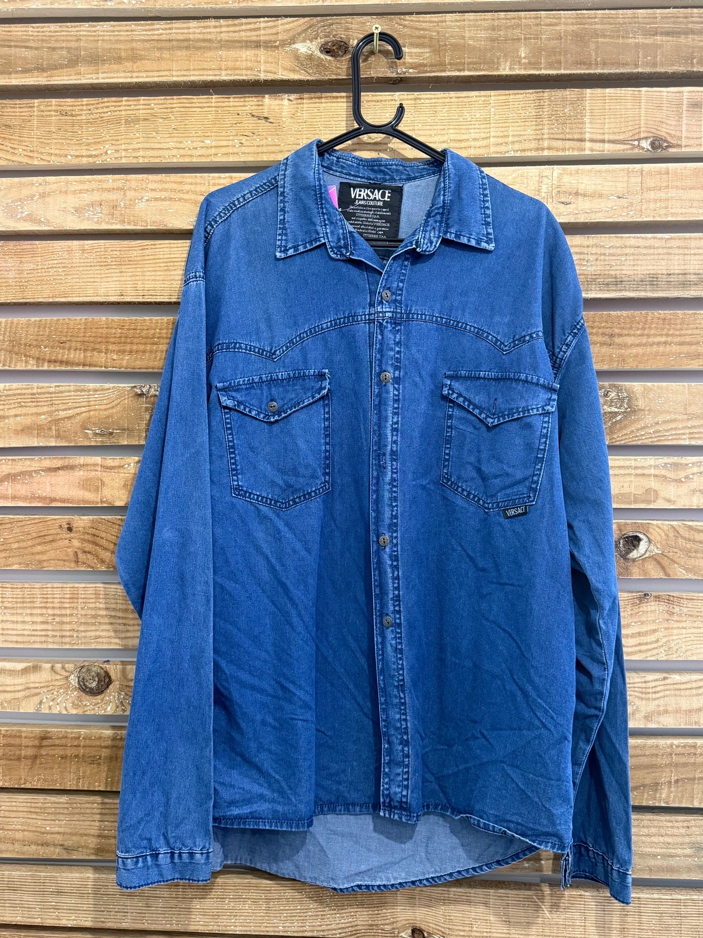 Vintage 90s Versace denim shirt. Size Large.
