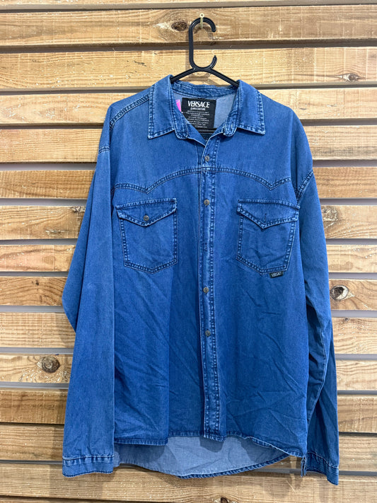Vintage 90s Versace denim shirt. Size Large.