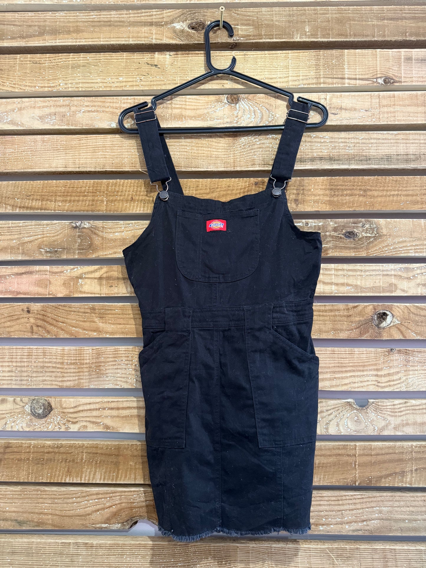 Vintage 90s Dickies black dungaree dress. Size medium.