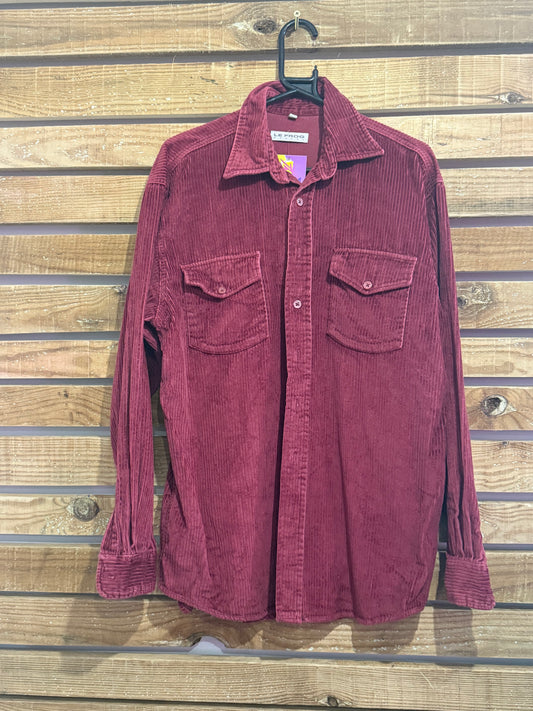 Vintage 90s Le Frog cord/ corduroy shirt. Burgundy. Size Medium.