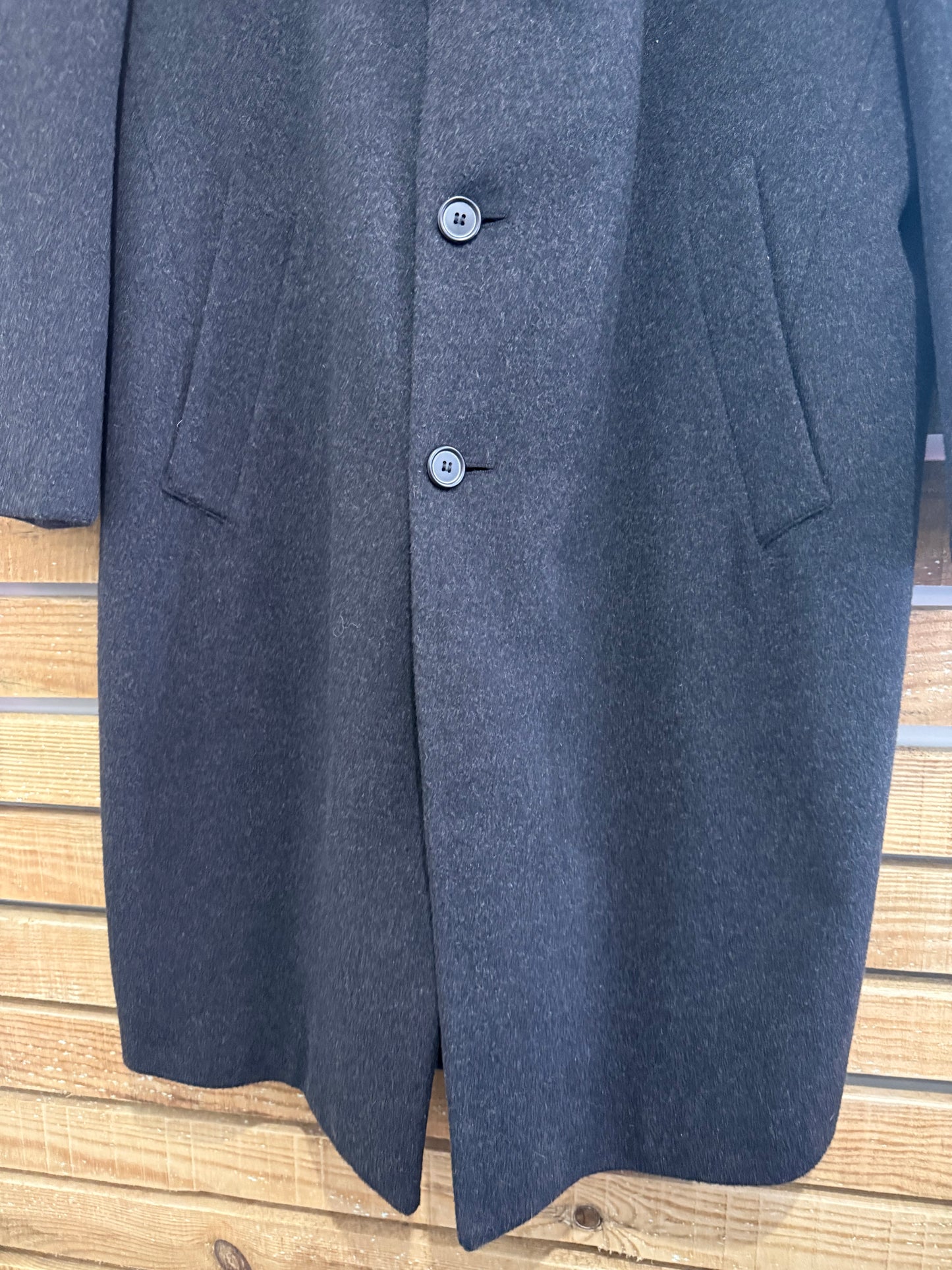 Vintage 80s London Fog Crombie wool Coat. Grey. Size large. 48” chest.