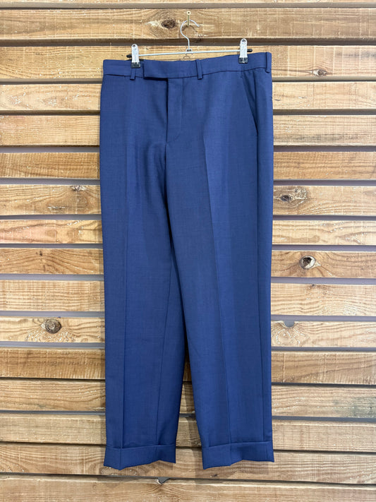 Alexander McQueen wool smart suit trousers. 32” waist. 30” leg. Size UK12. Blue.