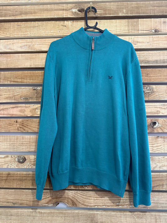 Vintage Y2K Crew Clothing Company 1/4 zip jumper/ sweater. Teal. Size XL