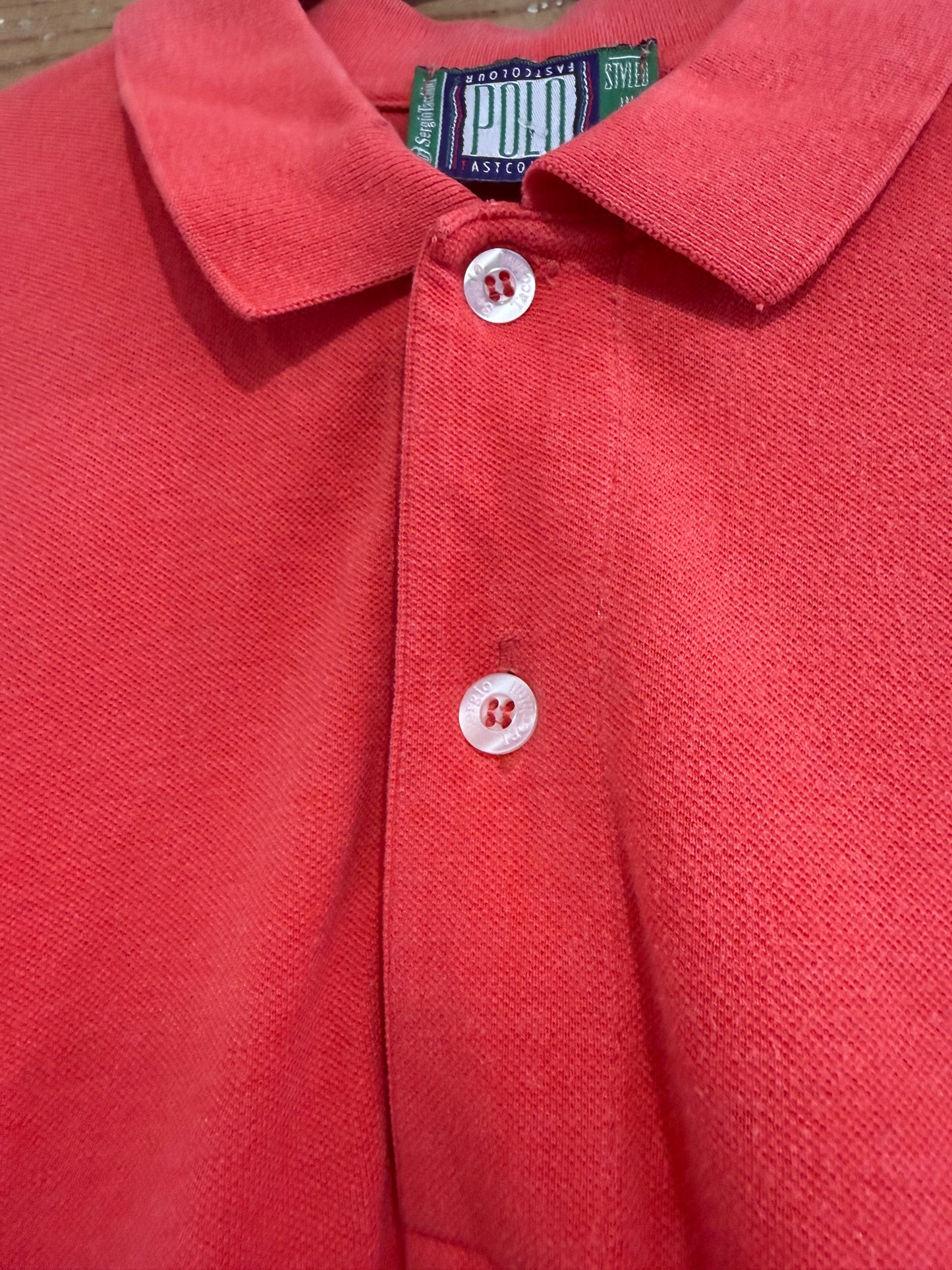 Vintage 90s Sergio Tacchini polo shirt. Red. Size Large. 48” chest.
