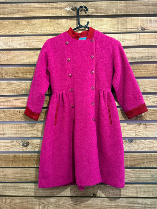 Vintage 90s Kenzo girls pea wool coat. Pink. Size 128