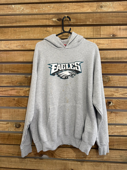Vintage 90s NFL Philadelphia Eagles hoodie/ hooded sweater. Grey. Size XL.