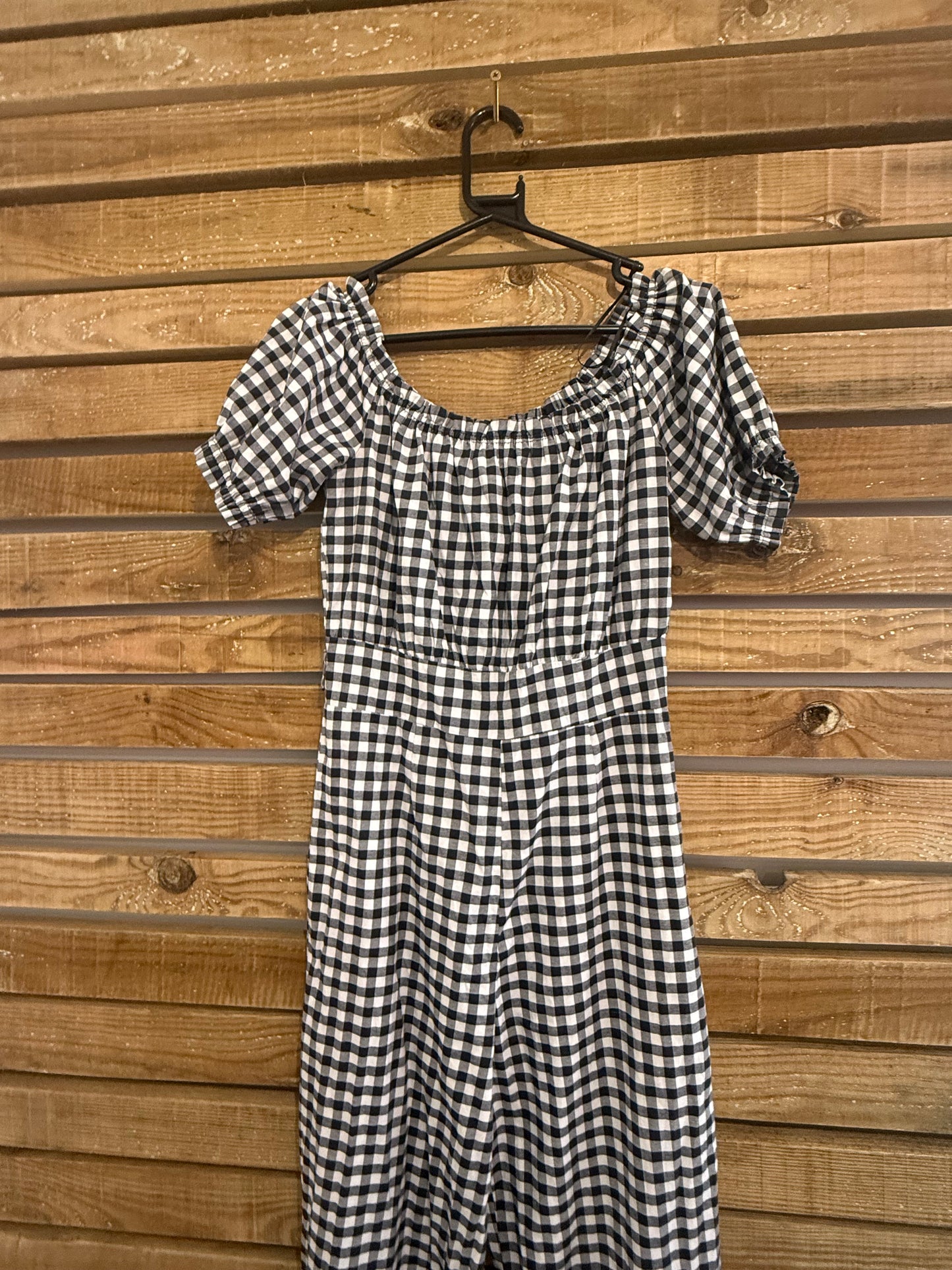 Miss Selfridge gingham bardot neckline jumpsuit. Rockabilly. UK10.