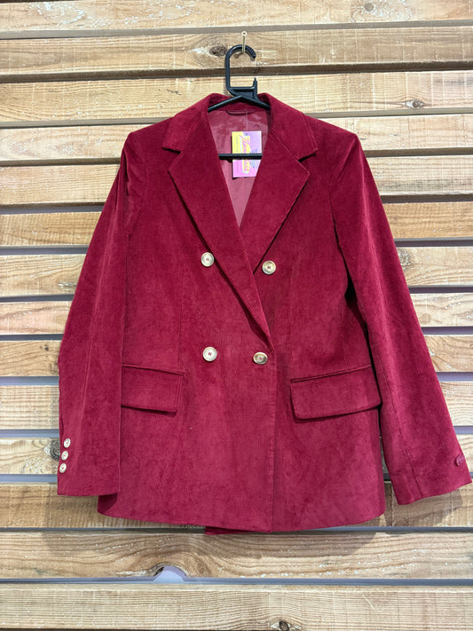 Lacoste cord double breasted blazer jacket. Size 38. Burgundy.