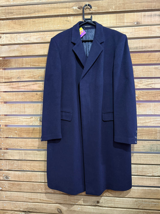 Vintage 80s Wool St Michael Coat. Navy Blue. Size Medium.