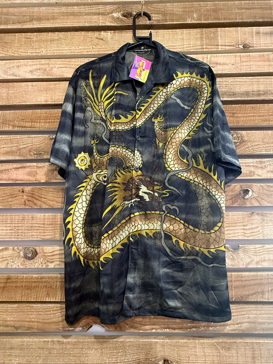 Vintage 90s Dragon mesh Shirt. Skate/ grunge/festival. Size Large.