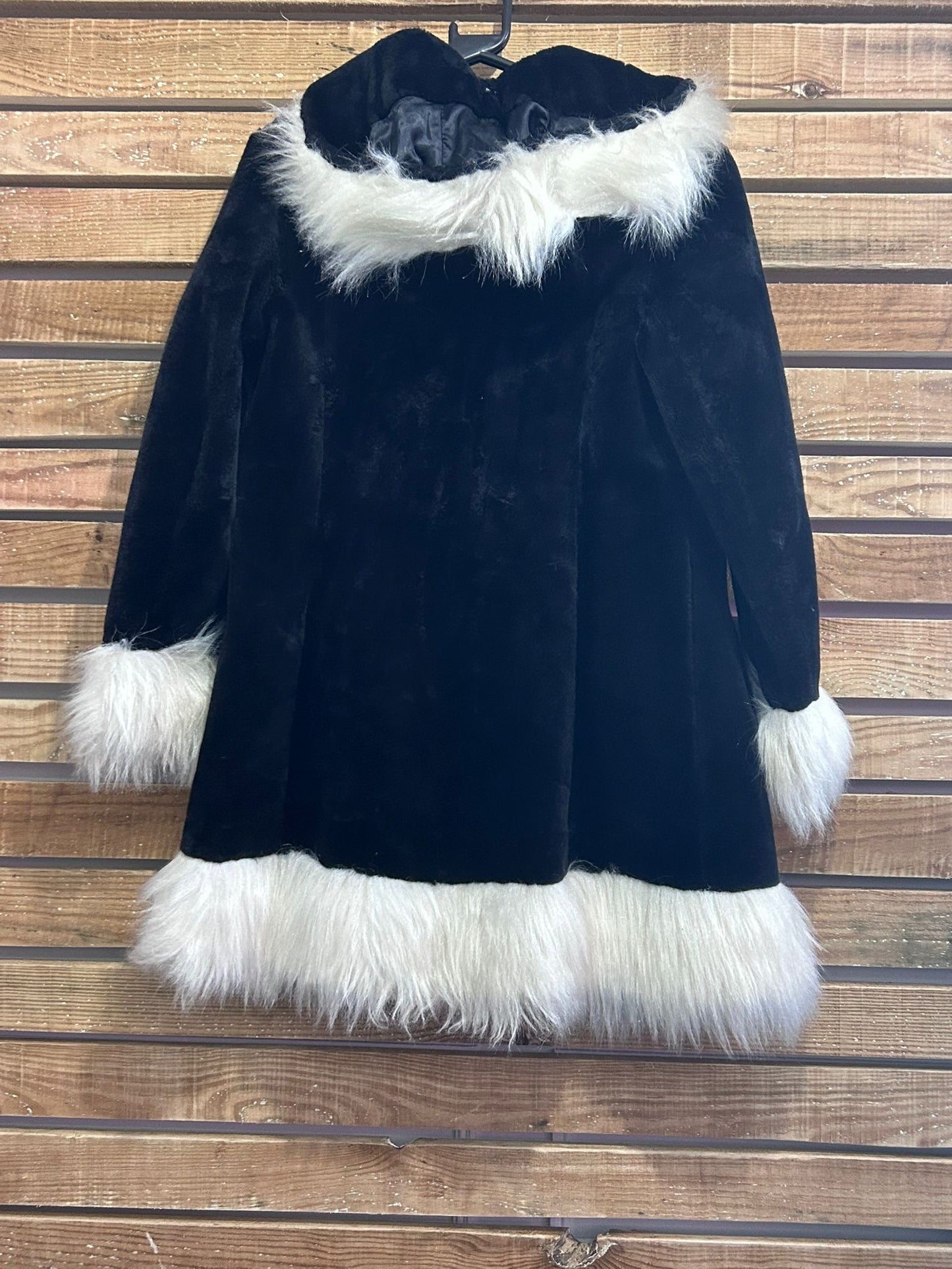 Vintage 60s Astraka faux fur Afghan hooded princess coat. Free sizing up to a size 14.