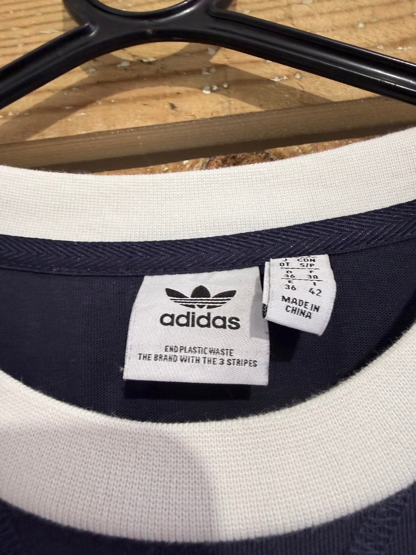 Adidas spell-out long sleeved dress. Navy & white. Size 10.