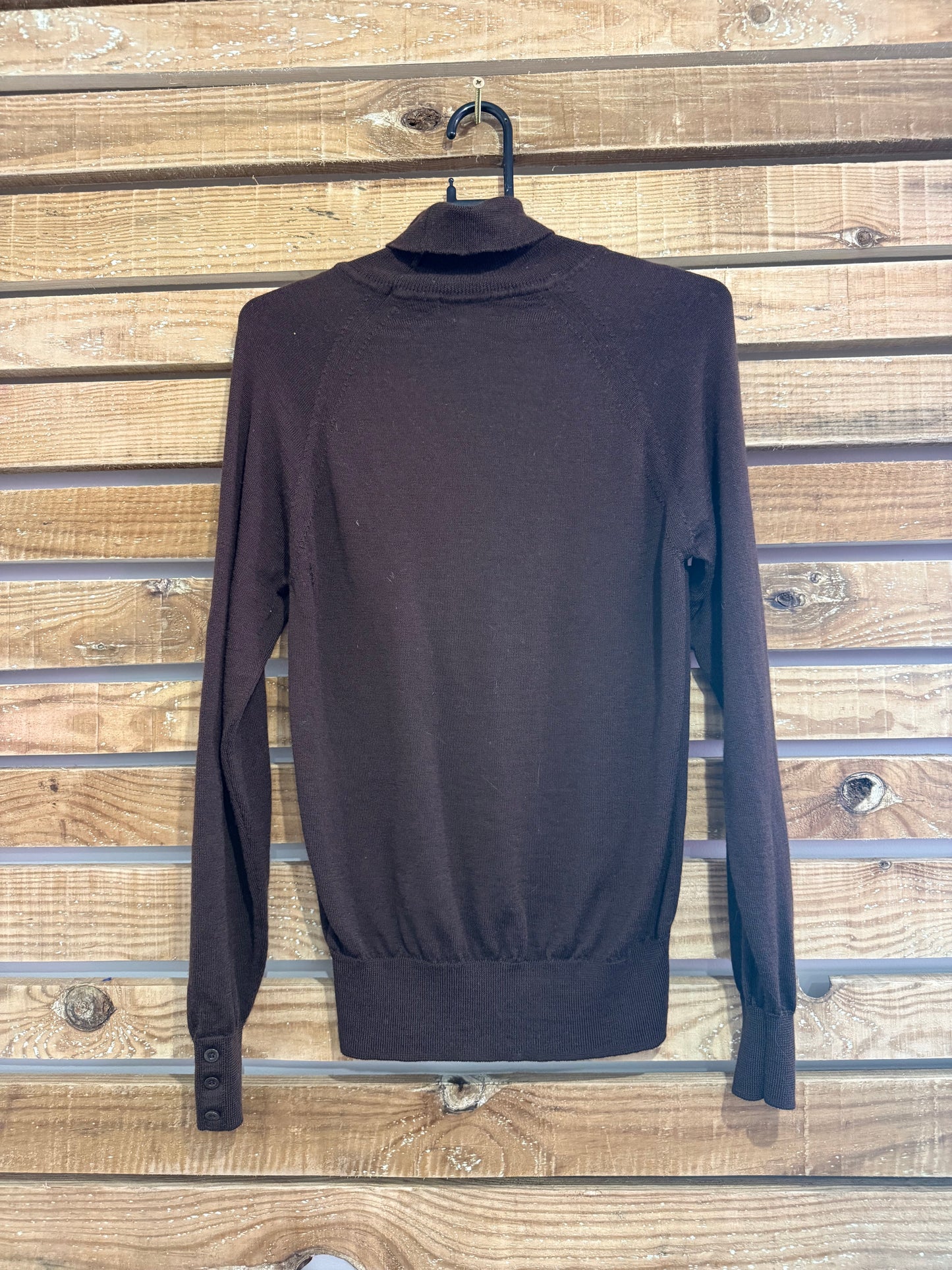 Vintage Y2K Barbour roll neck/ turtle neck logo wool jumper. Size 12.