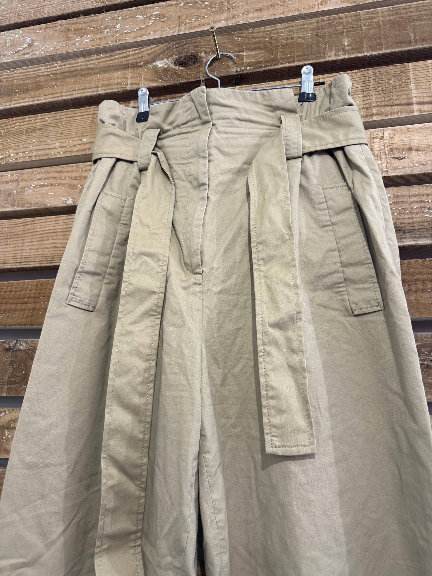 Sandro tapered beige trousers. Size UK10, 30” waist. 38 label