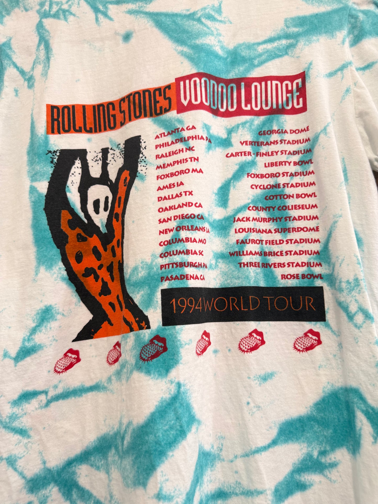 Vintage 90s The Rolling Stones - Voodoo Lounge Graphic T-shirt. Tie dye. Size small.
