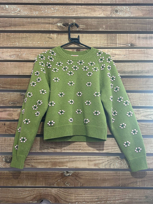 Kenzo flower knit jumper/ sweater. Green. Size medium.