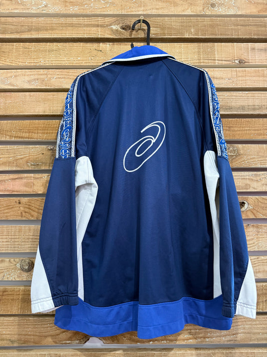 Vintage 90s Rare ASICS spell-out track sports jacket. Size XL. Festival.
